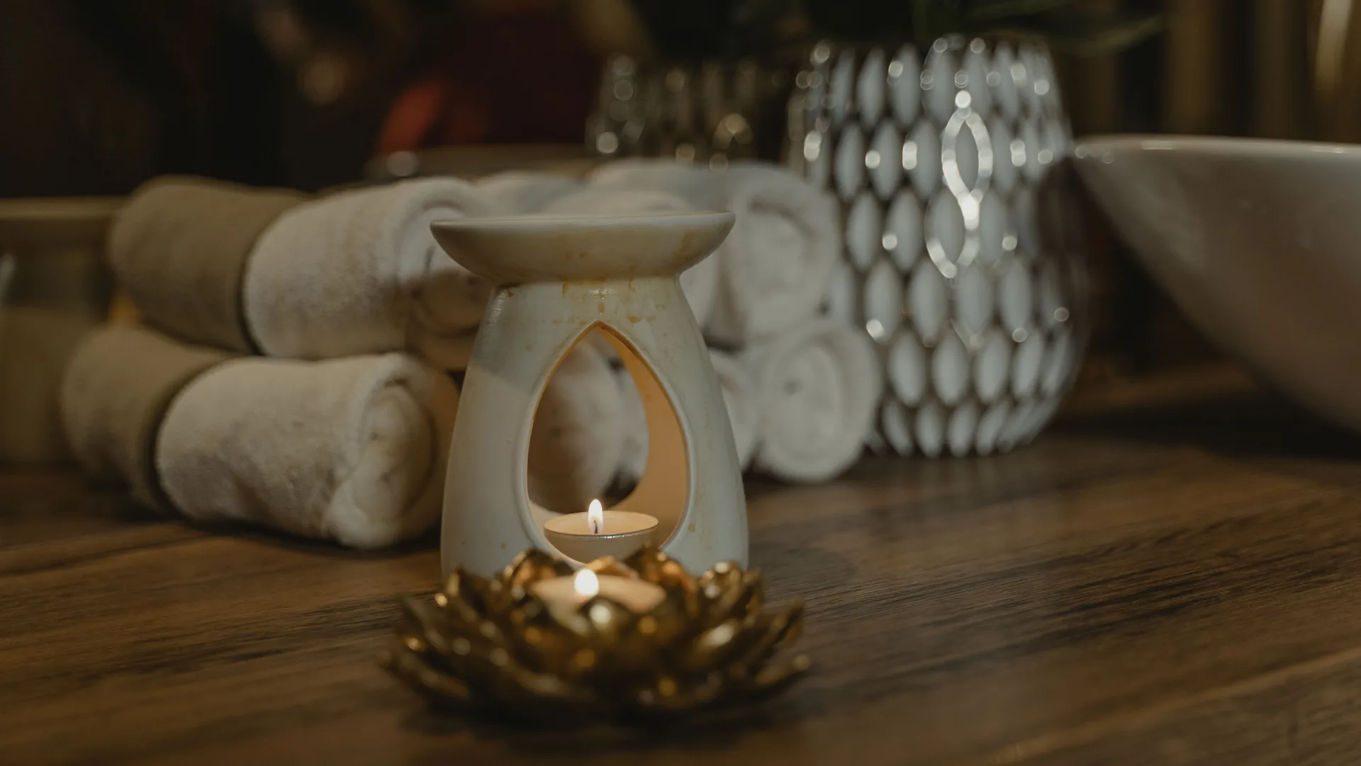 A softly lit treatment room at Lotus Signature Retreat